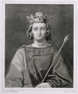 Carlos IV el Hermoso (1294-1328) Rey de Francia, grabado por Giroux